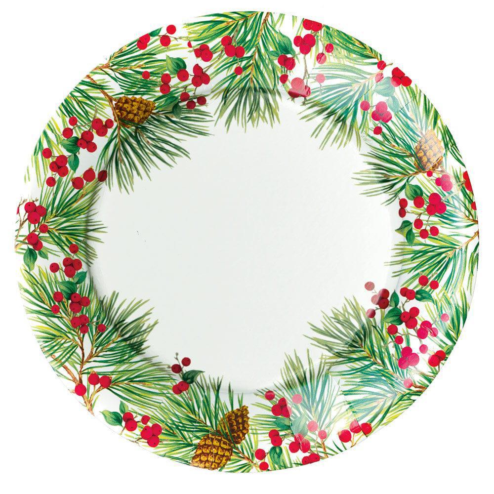 Evergreen And Berries Paper Dinner Plates